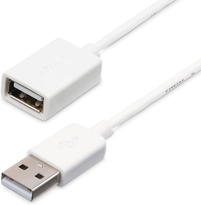 StarTech 1m USB 2.0 Extension Cable, USB-A M/F, White (USBEXTPAA1MW)
