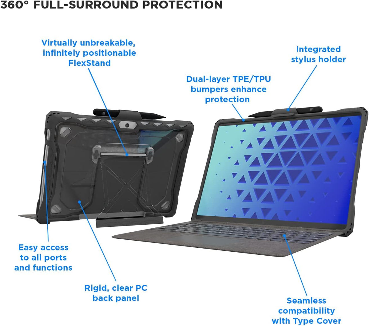 MaxCases Shield Extreme X2 for Microsoft Surface Pro 8 (Gray)