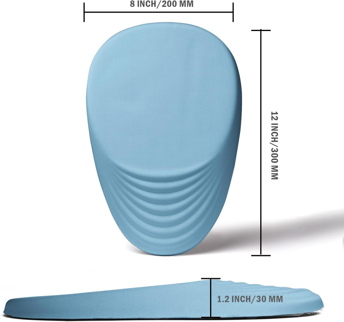 Ergonomic Mouse Pad Wrist Support, Mouse Pad with Wrist Rest, Entire Memory Foam & Non-Slip PU Base MousePads with Stepped-Wedge Design for Pain Relief, Desk, Office, Home, Sky Blue
