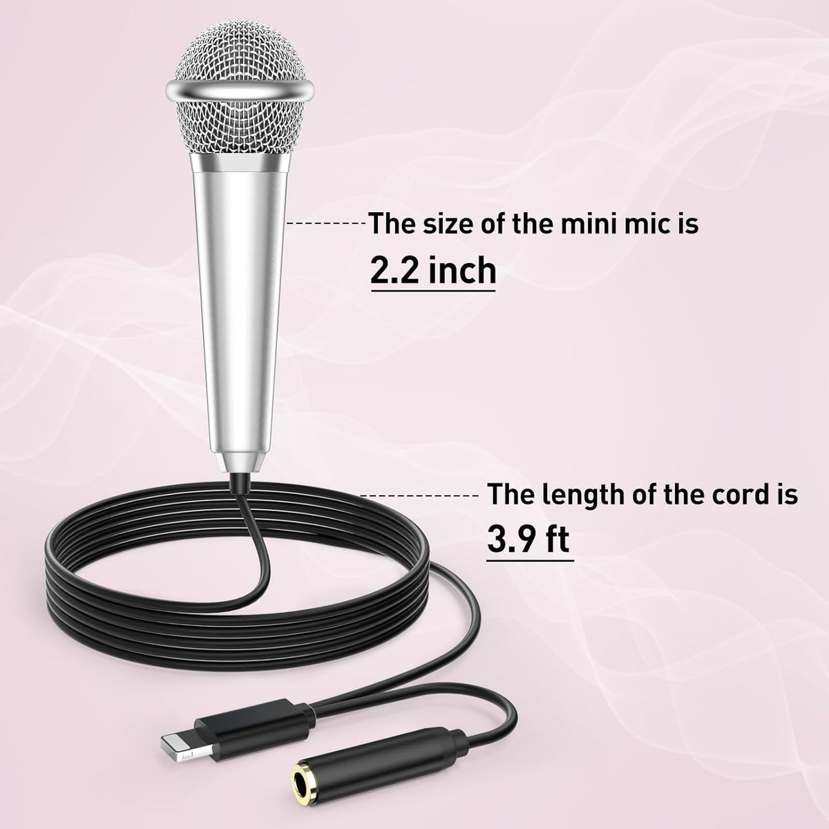 2PCS Mini Microphone for iPhone iPad Small ASMR Tiny Microphone for Voice Video Recording Singing, Vlogging, YouTube Two Mics Rose Golden and Black