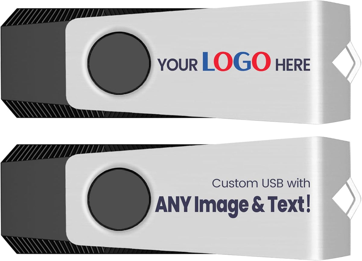 Customizable Flash Drives 64GB, Wooolken Personalized USB 2.0 Drive 10/20/50/100 Pack, Custom Thumb Drive Engraved Logo USB Drive (Mixcolors)