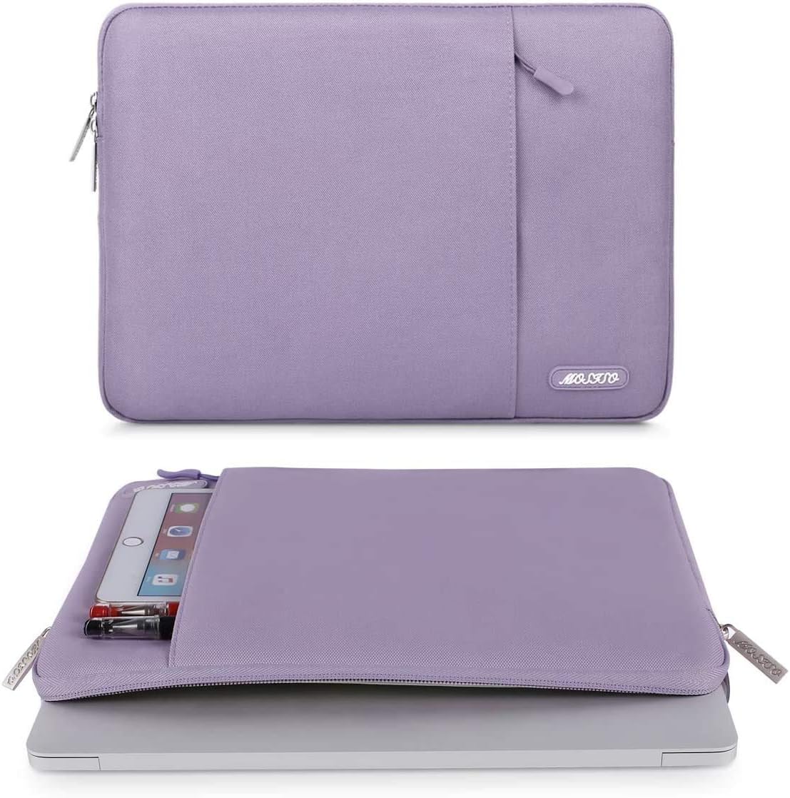 MOSISO Laptop Case 16 inch, 15-15.6 inch Laptop Sleeve Compatible with MacBook Pro 16 M4 M3 M2 M1, HP Acer Dell Lenovo ASUS Notebook, Polyester Vertical Computer Sleeve Bag with Pocket, Purple