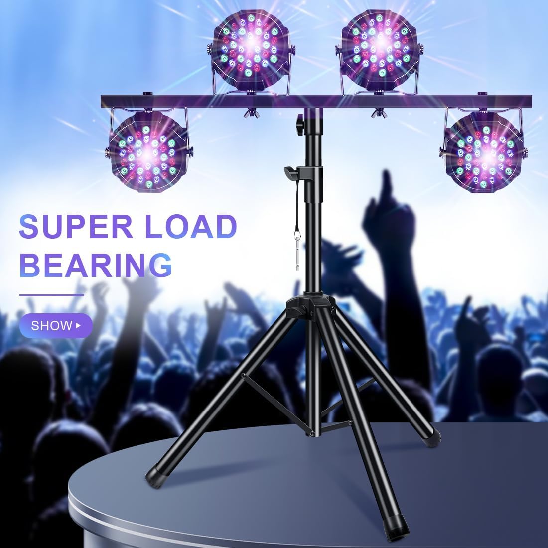 DJ Light Stand Heavy Duty Par Can Tripod T-Bar Stage Lights Stand Adjustable 39-70 Inch DJ Lighting Tripod Mount