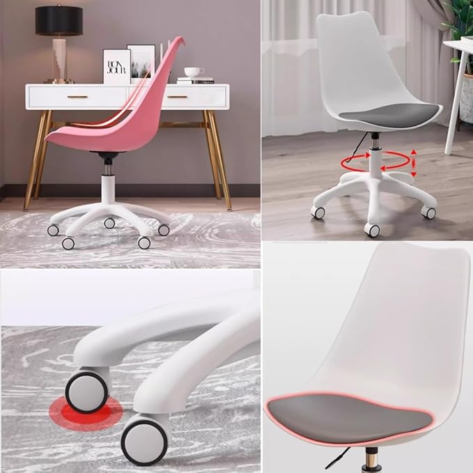 KITCISSL Home Office Desk Chairs Gaming Computer Chair with Wheels Accent Chairs Swivel Makeup Chair Dormitory College Students Study Backrest Chair for Bedroom Living Room Balcony (Color : Pink)