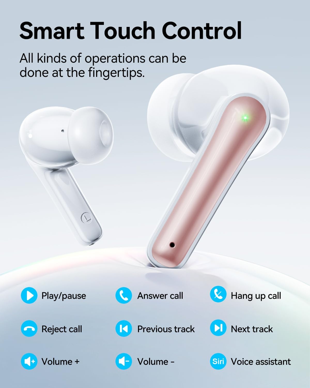 Wireless Earbuds, Bluetooth Ear Buds Headphones with LED Charging Case, Deep Bass Stereo Sound, 40 Hours Playtime, IP7, Lightweight in-Ear Earphones for iPhone Android Sports Workout