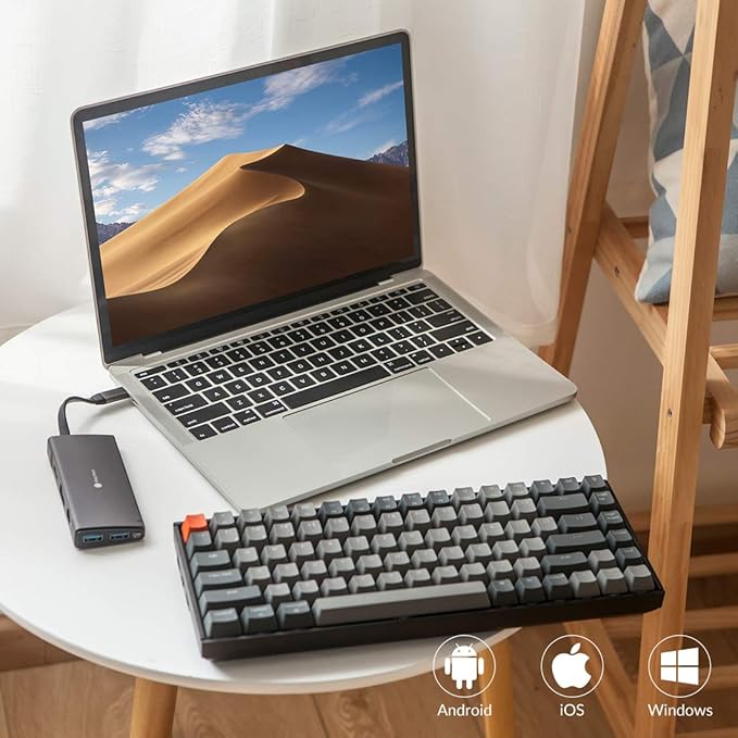 Keychron K2 75% Layout RGB Bluetooth Wireless Mechanical Keyboard with Keychron Super Red Switch/Anti Ghosting/N-Key Rollover Compact 84 Keys USB Wired Gaming Keyboard for Mac Windows-Version 2