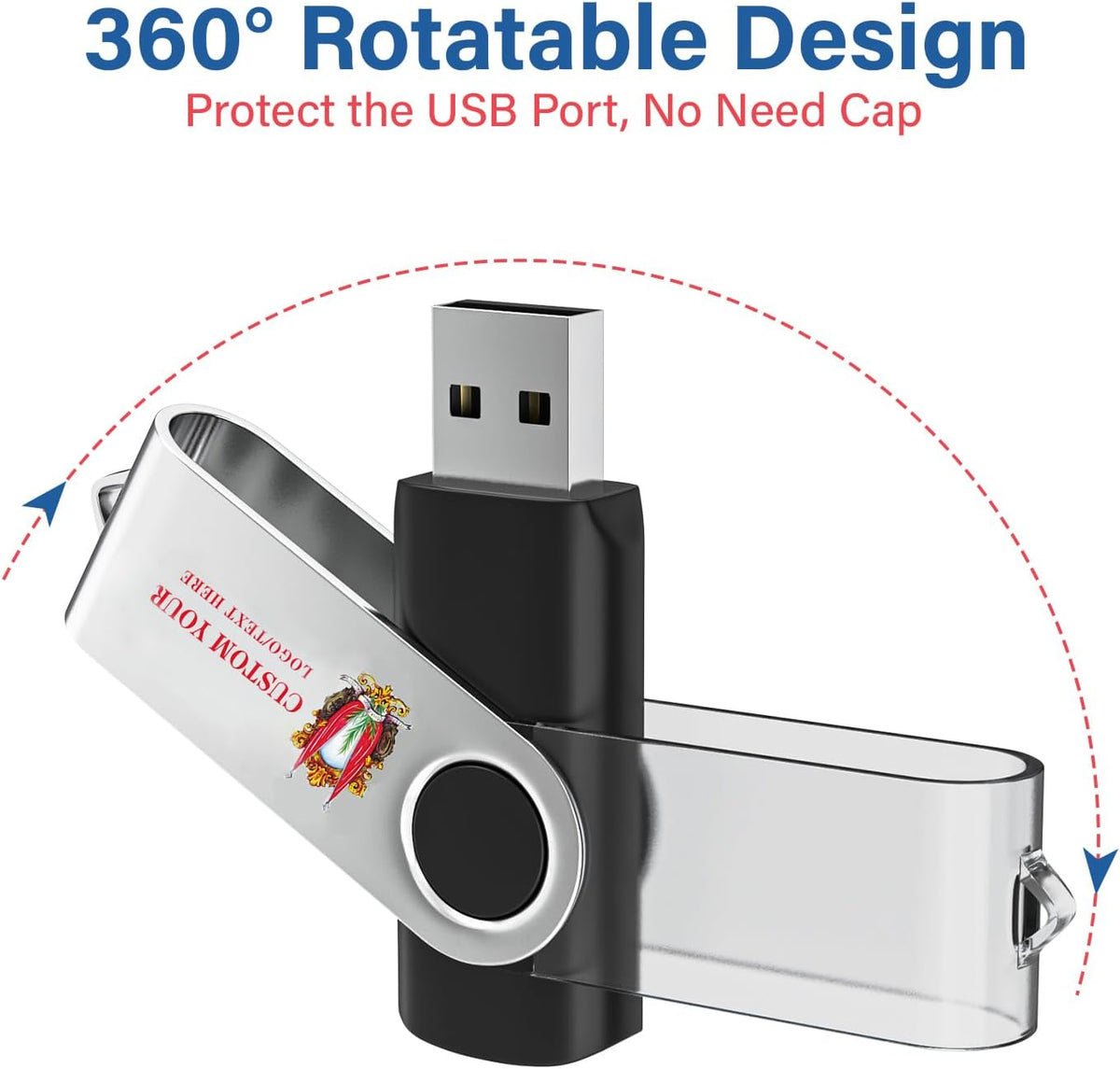 Personalized Flash Drives 128GB, Wooolken Customizable USB 2.0 Thumb Drives 10/20/50/100 Pack, Logo Memory Stick Custom Flash Drive Engraved Logo (Mixcolors)
