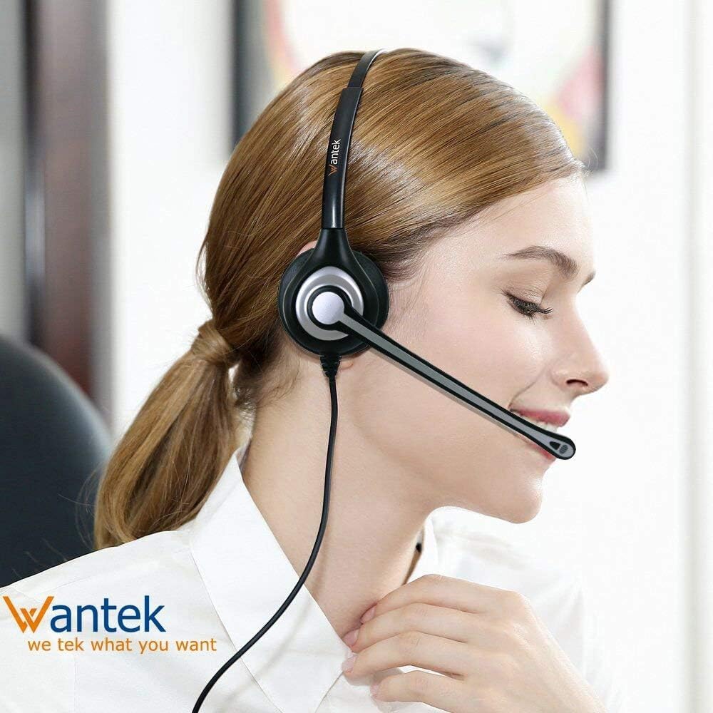 Wantek Phone Headset Wired Computer Headset with Microphone - Noise Cancelling 3.5mm/2.5mm Headphones for PC, Laptop, Mac, iPhone, Samsung