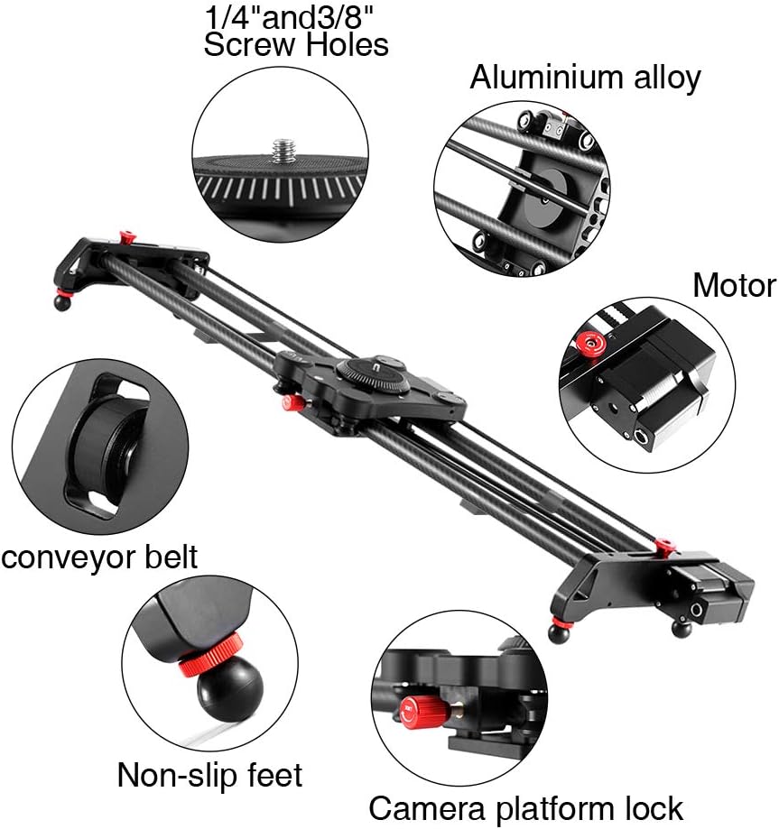 GVM Great Video Maker Camera Motorized Slider,48"/120CM,Automatic Round Trip,Time Lapse,Panoramic Shooting,Video Capture,Slider Smooth and Stable,with Battery