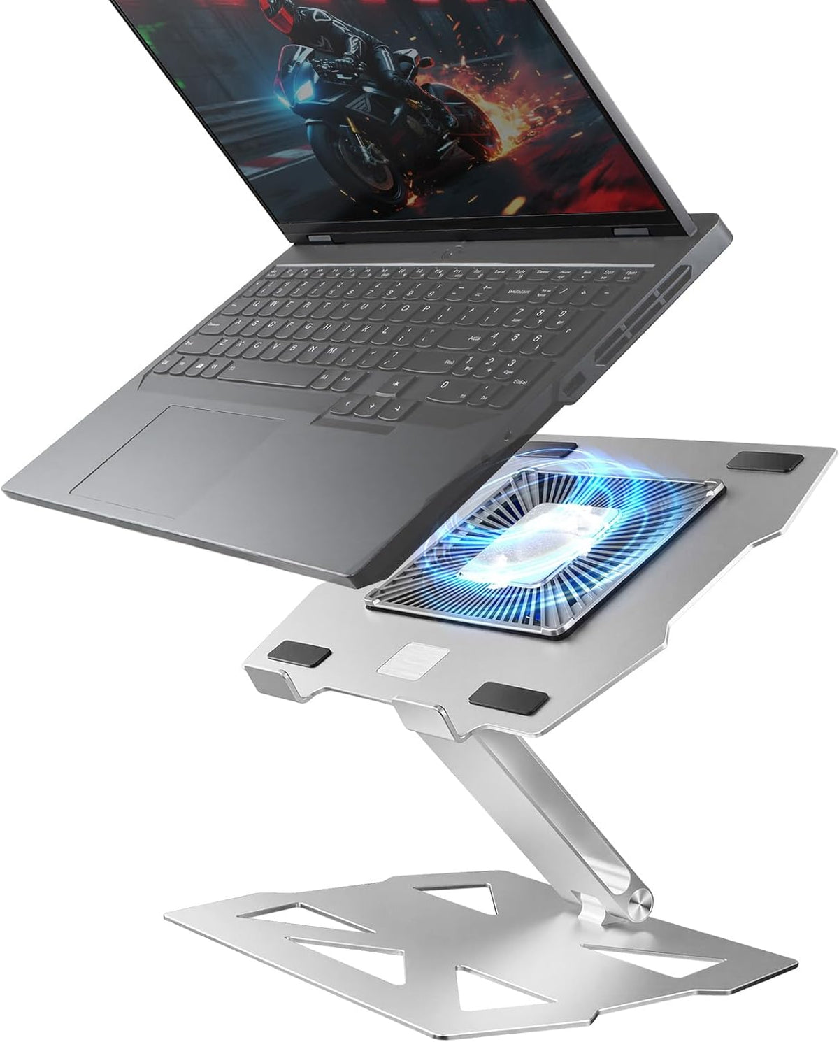 IMMOENUC Laptop Cooling Stand with Peltier Cooler Adjustable Height & Angle, Whisper-Quiet Aluminum Thermoelectric Cooler for 12-19 Inch Laptops, MacBook/Dell/HP/Lenovo Fast Cooling Notebook