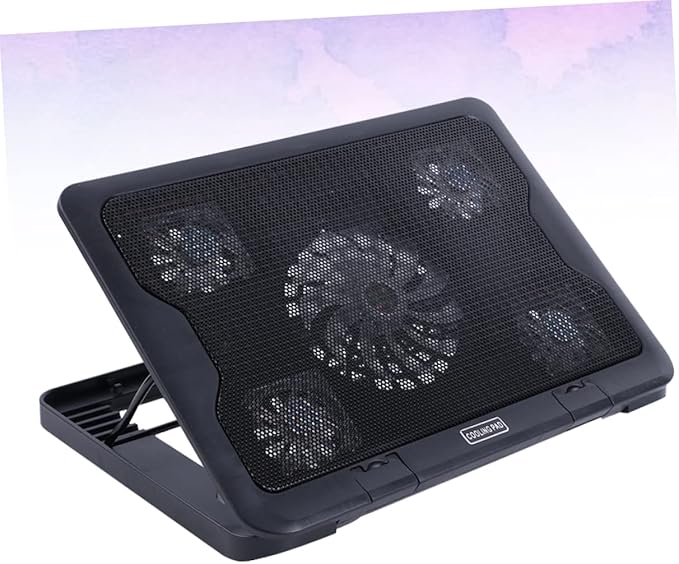 USB Laptop Cooling Pad Fans Multi-Angle Adjustable Stand -Skid Base Design for Optimal Heat Dissipation Quiet Compatible Laptops Black