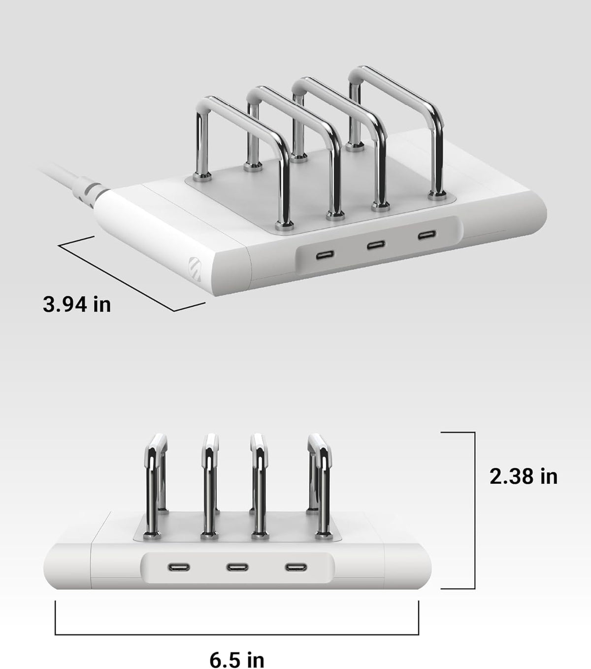 Scosche BL2MD BaseLynx™ 2.0 Vert, 60W USB-C Vertical Charging Station for Multiple Devices, Charger Organizer with 3 PD Fast Charge Ports, Modular System Compatible with Apple iPhone & iPad, White