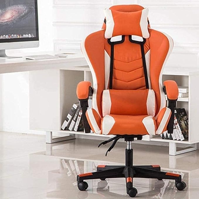 Office Chair Office Chair for HomeComfortable Lift Swivel Chair Office Chair E-Sports ChairHigh Back Gaming Chair Adjustable Office Chair with Footrest Computer Chair Kneeling ChairOrange Chair