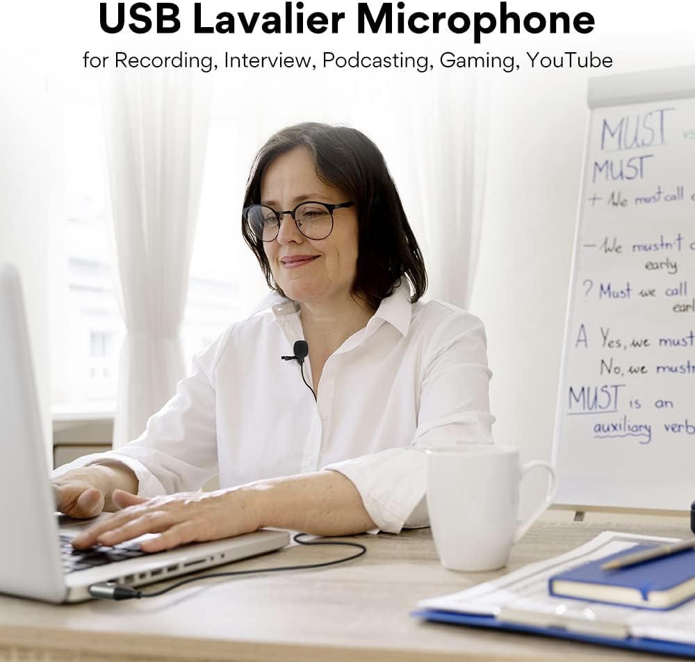 MAONO USB Lavalier Microphone, 192KHZ/24BIT Plug & Play Omnidirectional Lapel Shirt Collar Clip on Mic for PC, Computer, Mac, Laptop, YouTube, Skype, Recording, Podcasting, Gaming, AU-UL10