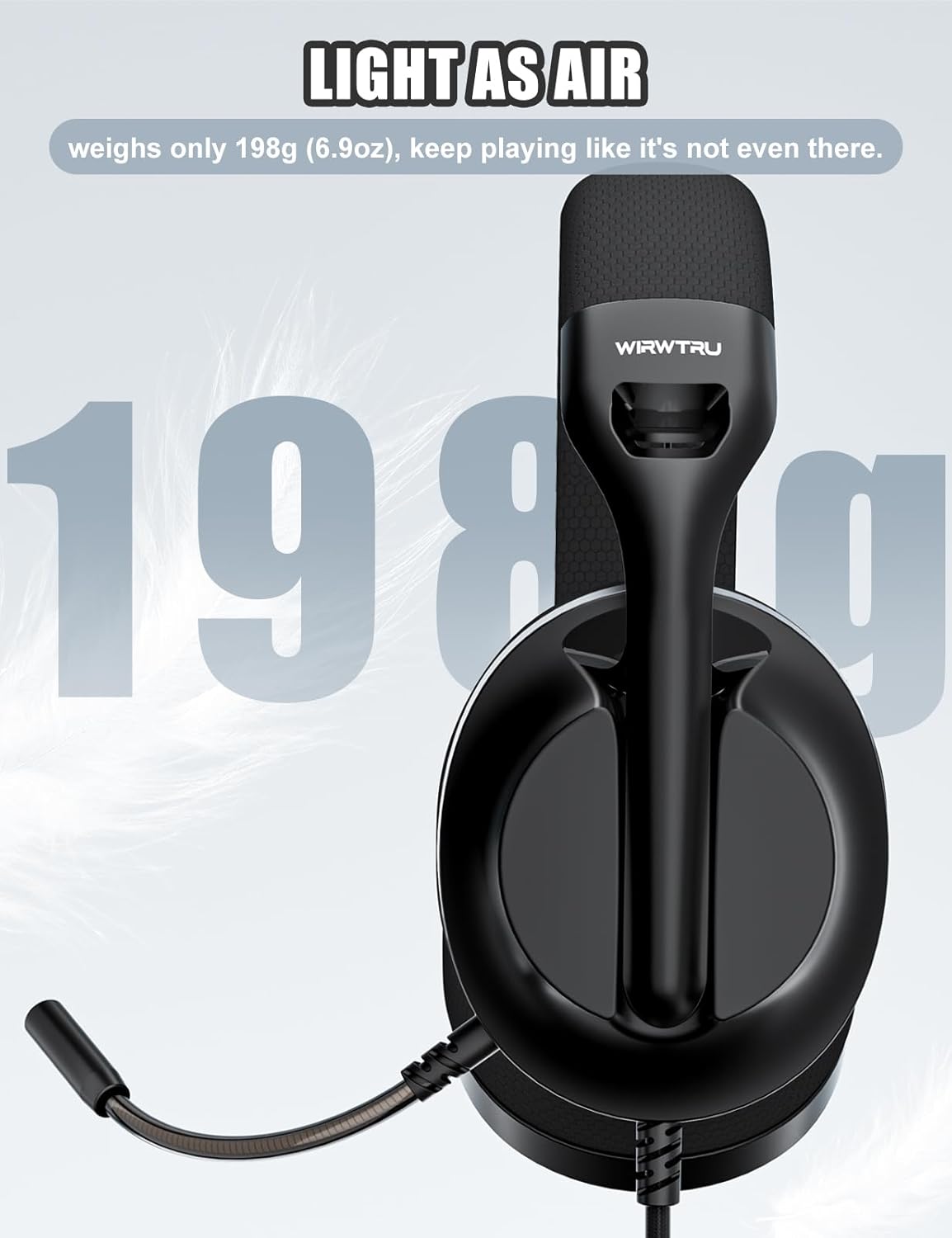 S30 Gaming Headset with Microphone,198g Lightweight Design, Wired Gaming Headphones for Xbox, Xbox Series X|S, PS5, PS4, Switch, PC, Noise Cancelling Mic, Soft Earmuffs (Black)
