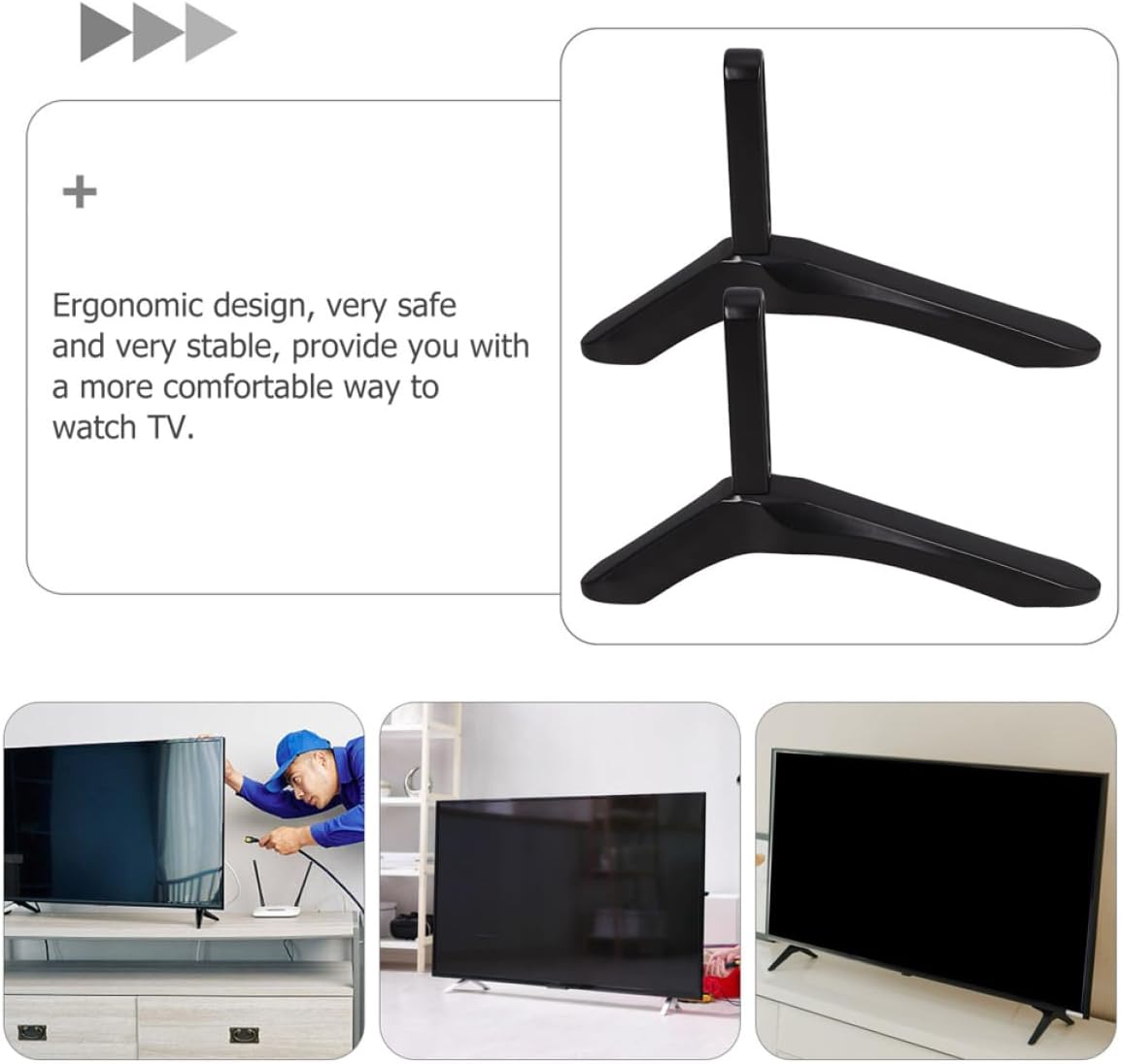 CAXUSD Universal Aluminum Alloy TV Stand Tabletop Base No-Drill Replacement TV Feet Stable Heavy-Duty Support Bracket