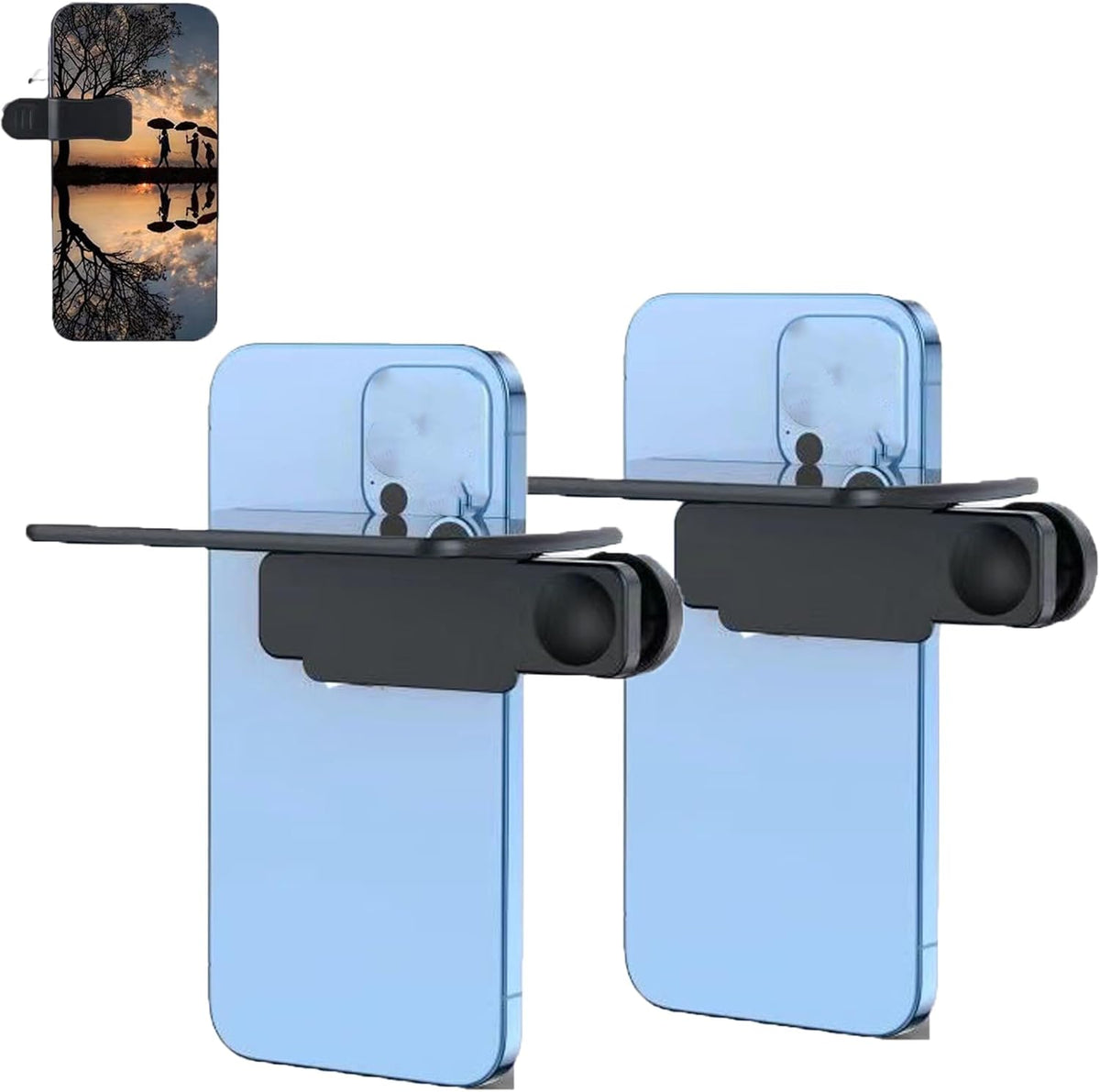 Mirror Effect Lens - Capture Stunning Reflections Instantly, Smartphone Camera Mirror Reflection Clip Kit, Mirror for Phone to Use Back Camera (Black*2pcs)