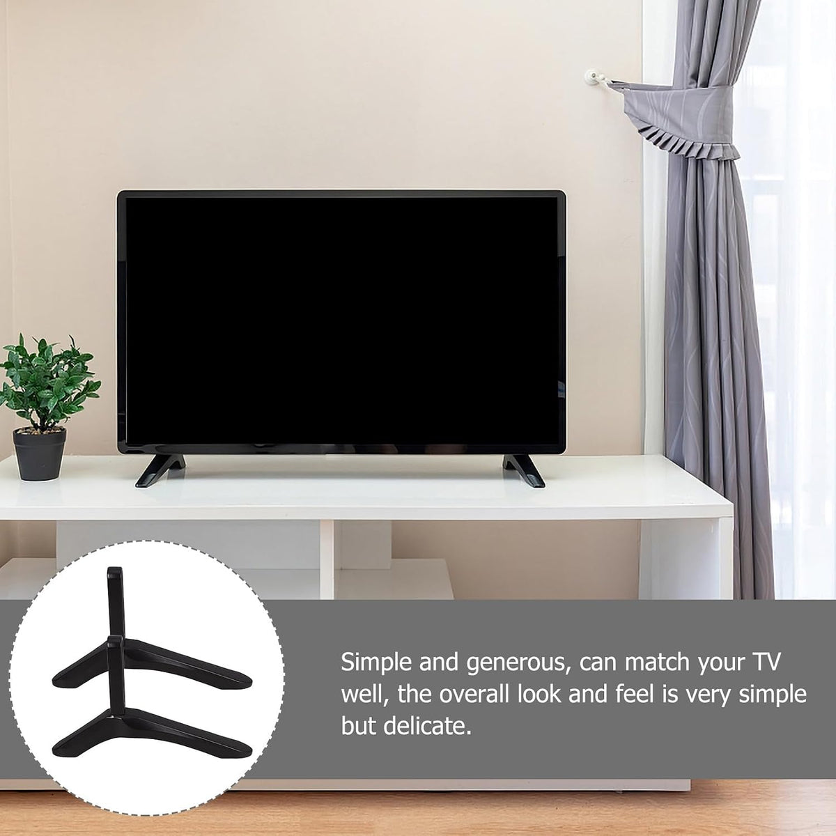 COHEALI Adjustable TV Stand Tabletop Base Bracket with Screws, Aluminum Alloy Desktop TV Mount Riser Stand for LCD LED