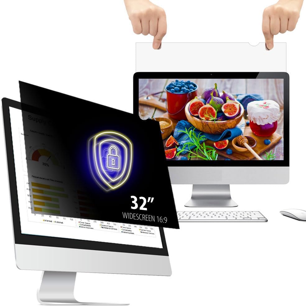 32 Inch - 16:9 Aspect Ratio - Computer Privacy Screen Filter for Widescreen monitor - Anti-Glare - Anti-Scratch Protector Film - Please measure carefully