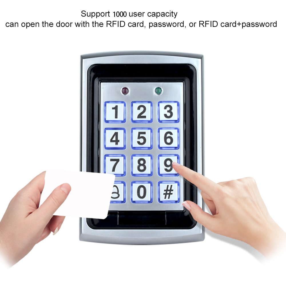 HFeng Door Access Control System Kit Set Metal RFID Keypad + DC12V 3A Power Supply Controller + NC Type Electronic Strike Locks + Door Exit Button +
