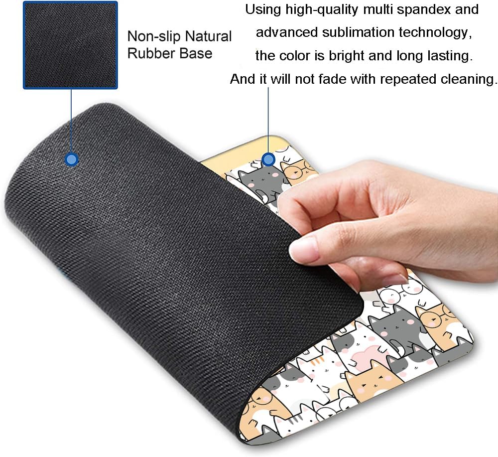 Kawaii Mouse Pad, Cute Cats Mouse Mat, Square Waterproof Non-Slip Rubber Base Computer MousePads for Desk Office Laptop