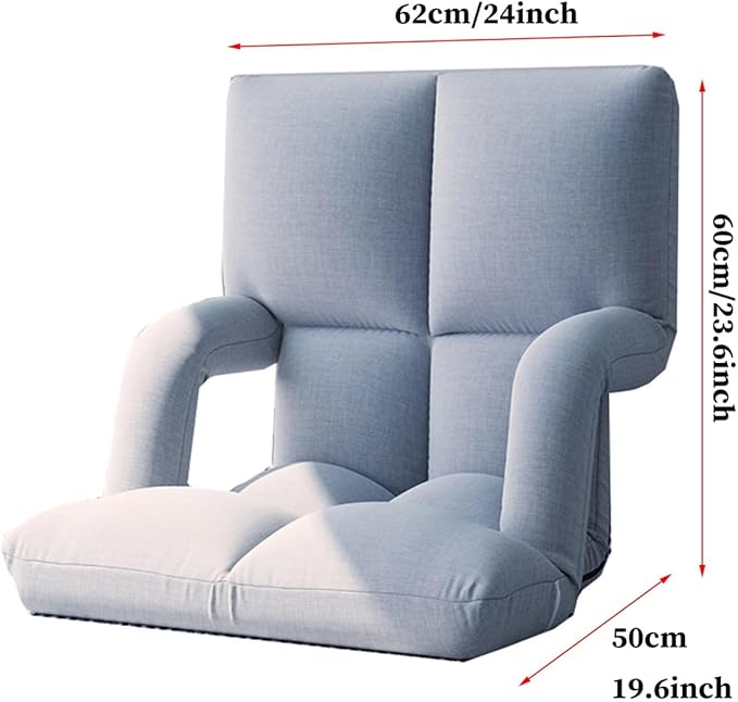 Folding Floor Chair with Back Support Adjust Lay Flat Recliner Folding Floor Gaming Chair Japanese Floor Chair Foldable Ergonomic Single Sofa Seat for Living Room Bedroom(/Gray A)