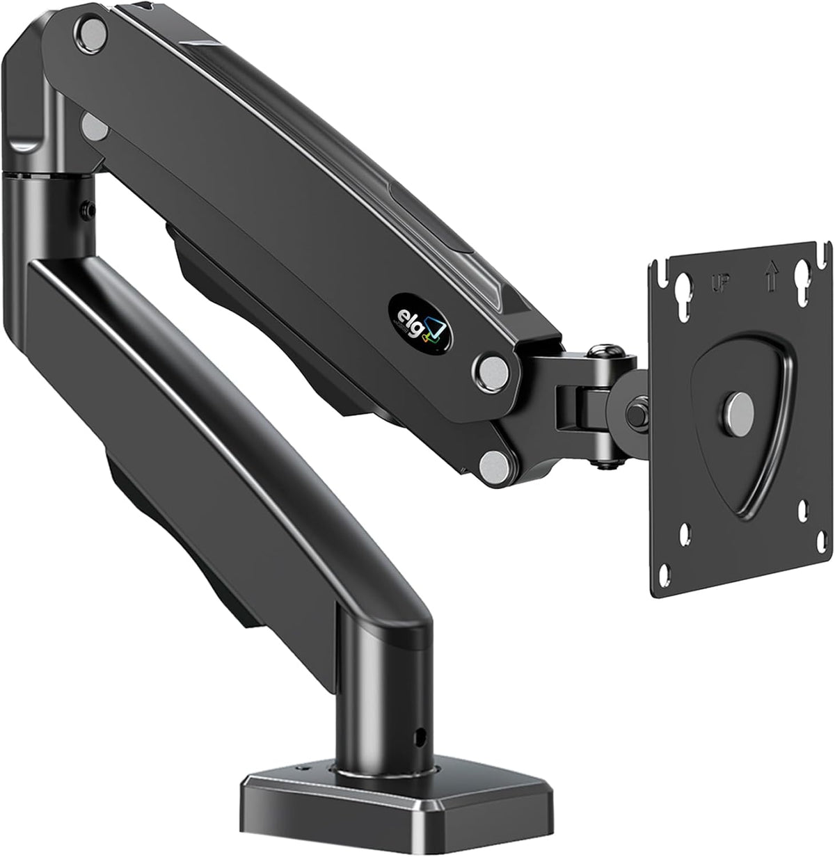 ELG 17-35" 4.4-19.8 lbs, Grommet, 75x75mm 100x100mm, Full Motion Gas Spring Single Monitor Desk Mount with Swivel, Tilt