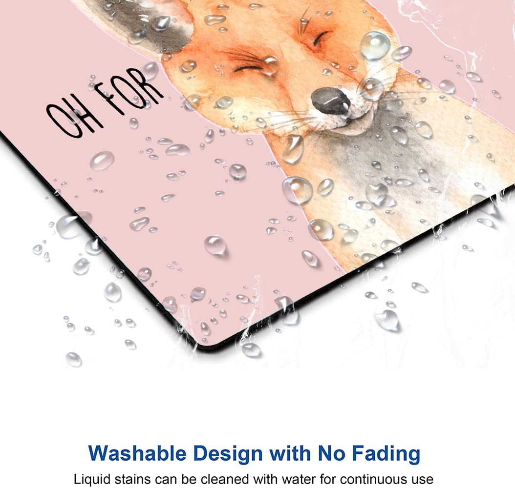 Mouse Pad, Cute Fox Mouse Pad for Women, Washable Square Cloth Mousepad for Office Laptop, Non-Slip Rubber Base Computer Mouse Pads for Wireless Mouse, Kawaii Mouse Pads for Desk
