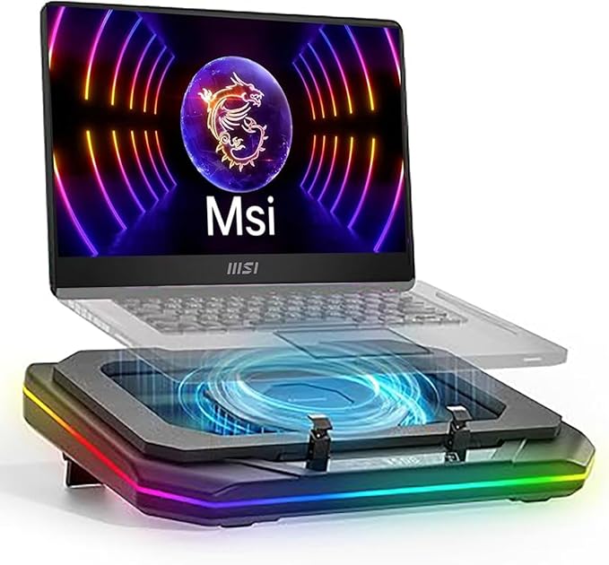Cooling Pad for Msi Creator 17M Gaming Laptop Cooler with Powerful Turbo Cooling Fan Can Fast Cooling CPU+GPU 40°C Variable Speed6 RGB Light