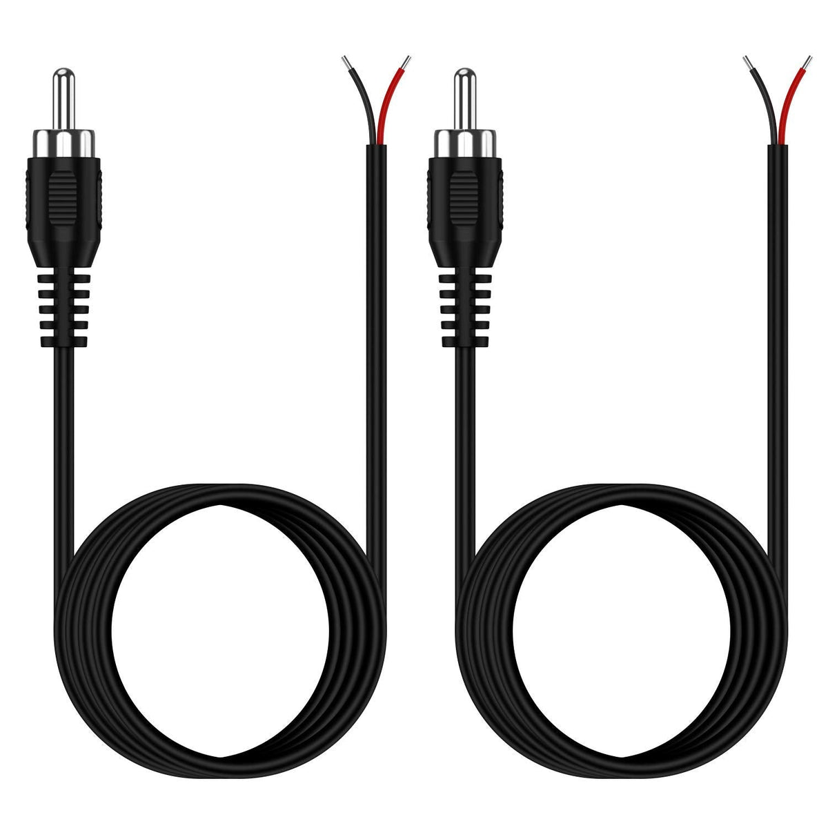 Adaptermvp (2 Pack 20AWG 6.6 RCA to Bare Wire Cable, ft) Replacement RCA Male Plug Jack Connector Adapter to Bare Wire