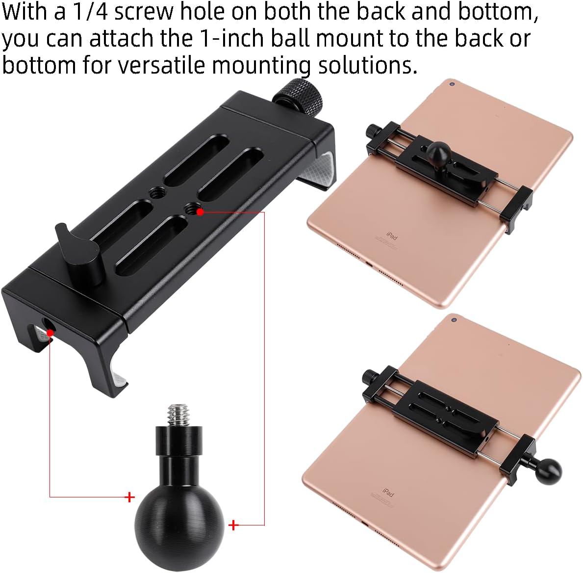 All-Aluminum Car Tablet Holder with Heavy Duty Drill Base, Compatible with iPad Pro Mini 4.7"-15" Samsung Galaxy Tab Tablets, Car Tablet Mount for Truck,Business ,Boat,Dashboard,Desk,Wall Mounting