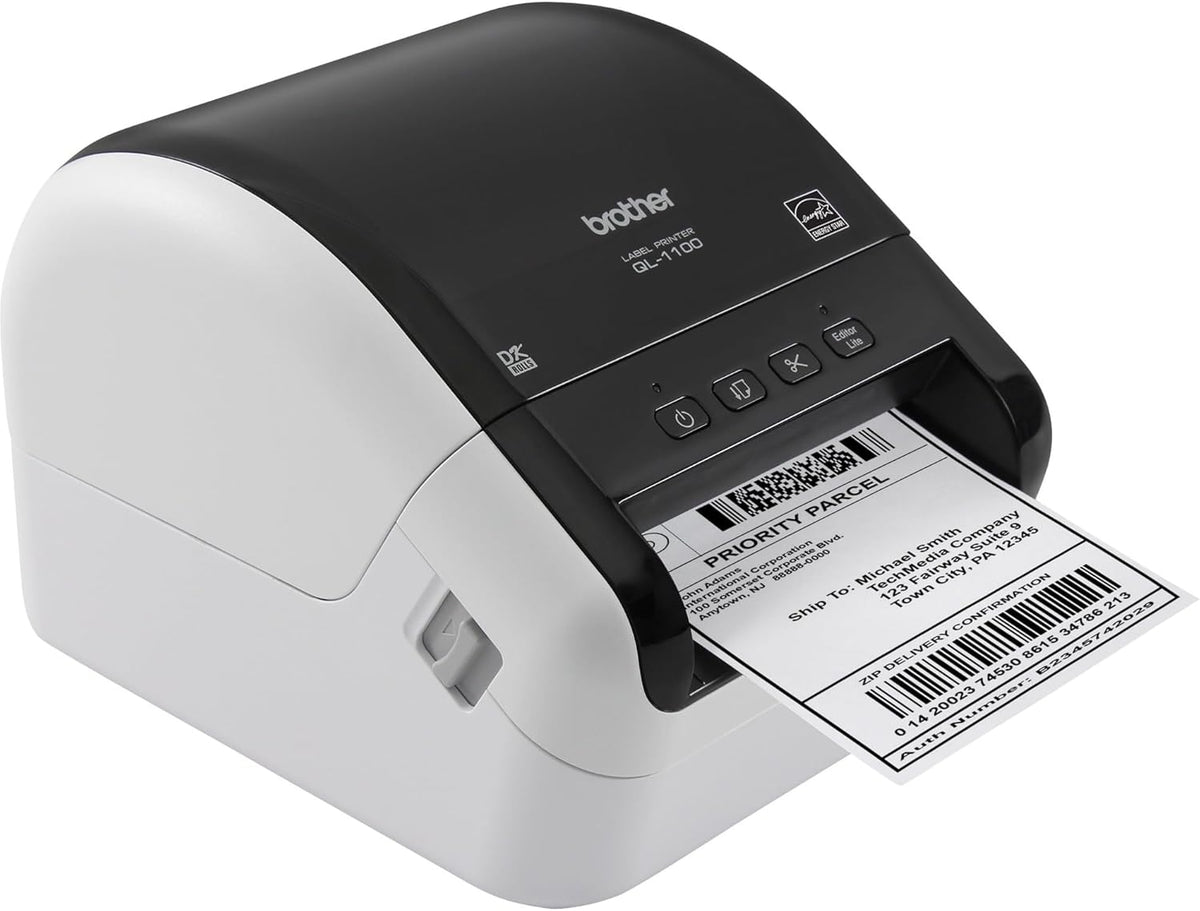 Brother QL-1100 Wide Format, Postage and Barcode Professional Thermal Monochrome Label Printer, Black