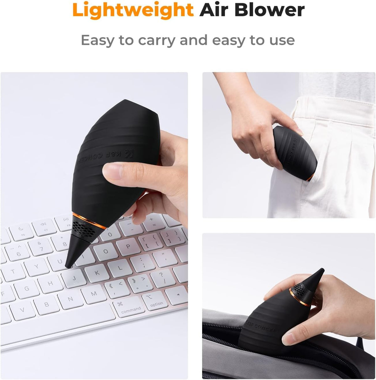 K&F CONCEPT Soft Tip Strong Air Blower, Single Air Intake Camera Lens Blower with Short Nozzle, for Digital SLR Lens Sensor LCD Screens Musical Instruments Keyboards Telescope Filters