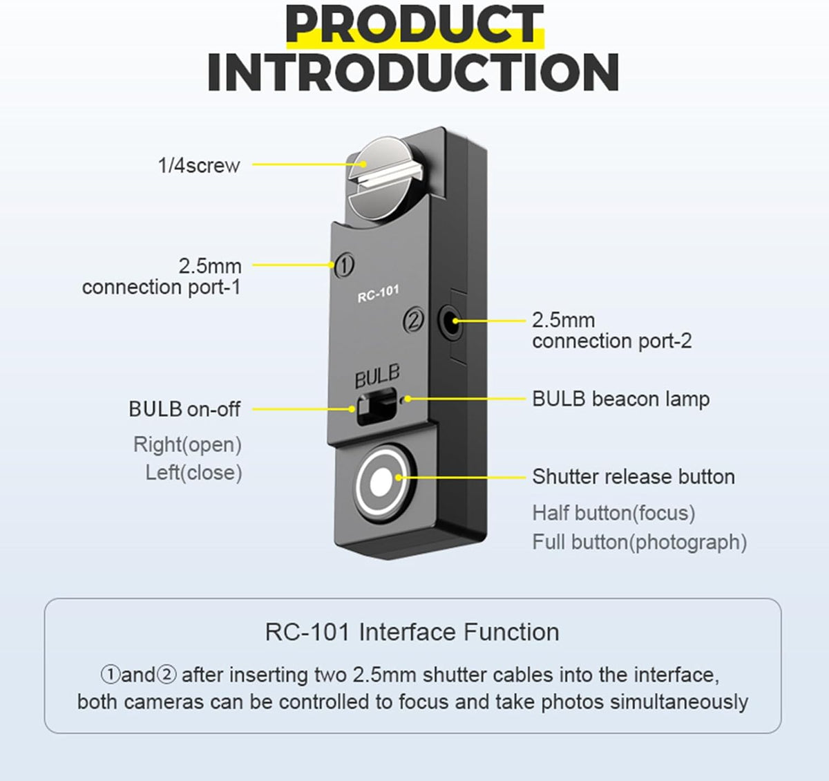 for nk d850 d800 z8 z9 d810 Camera Releases The Shutter Cord Remote Control RC101-dc0 Remote 1/4 Screw Fixing Small Release Button Handle (RC-101 DCO NK)