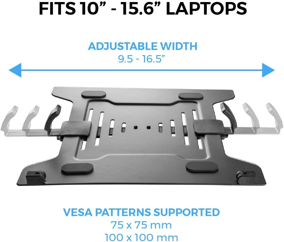HumanCentric 75x75 100x100 mm 9.5" 16.5 Laptop VESA Mount Tray for Monitor Arms and Stands, Fits and VESA Mount Holes