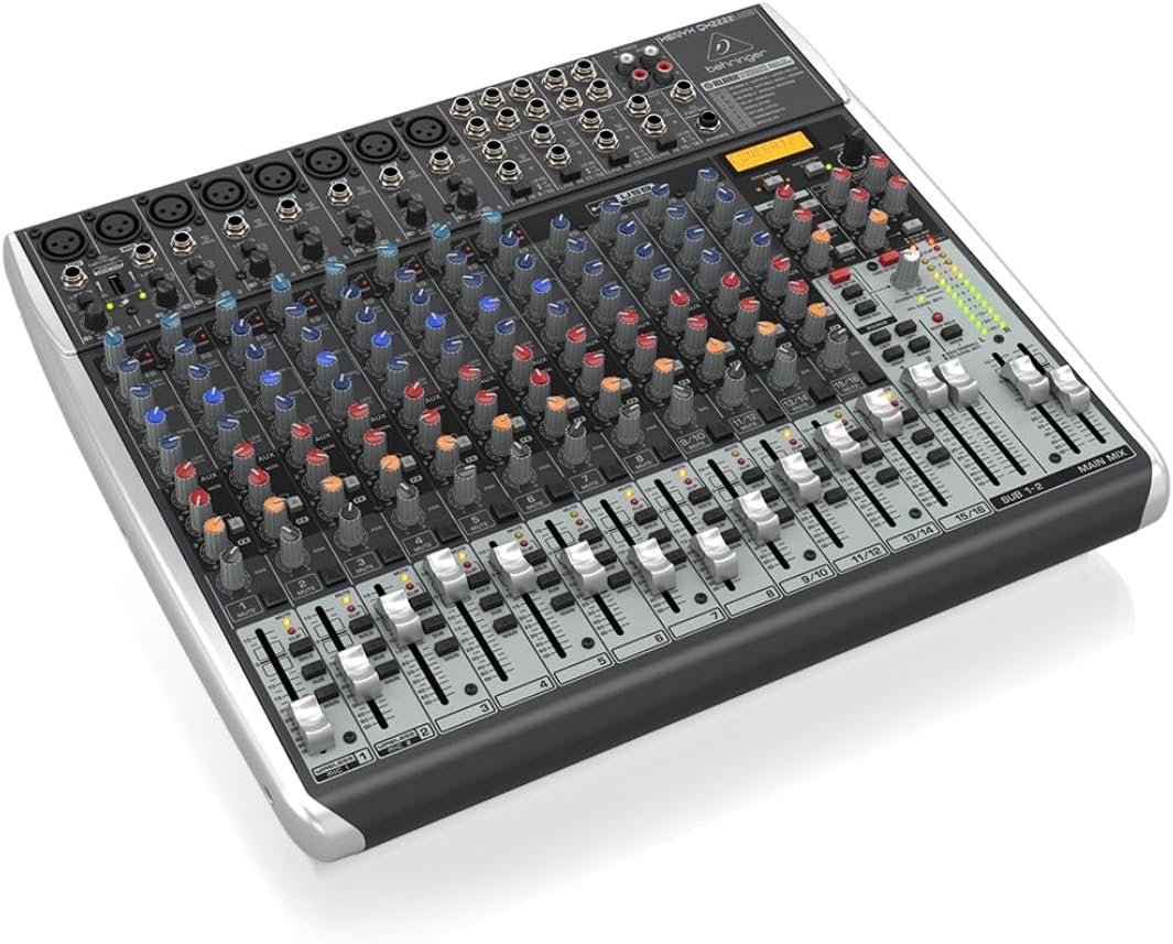 Behringer Xenyx QX2222USB Premium 22-Input 2/2-Bus Mixer with Xenyx Mic Preamps and Compressors, KLARK TEKNIK Multi-FX Processor, Wireless Option