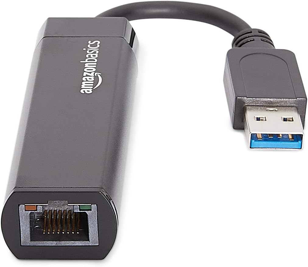 Amazon Basics USB 3.0 to 10/100/1000 Gigabit Ethernet Internet Adapter, 10-Pack, Black