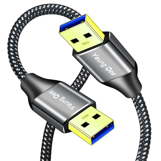 Yeung Qee USB 3.0 A to A Male Cable 1.5 ft,Super Speed Type A Male to Male Cable USB 3.0 Double End USB Cord for Hard Disk, Cameras,Laptop Cooler, DVD Player and More (1.5FT/0.5M)