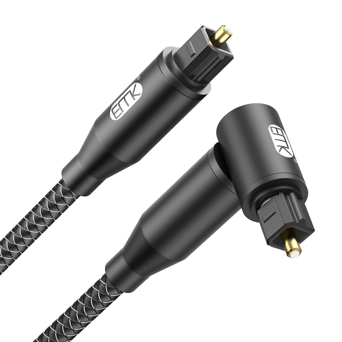 90 [30ft/10M] 360 EMK Degree Right Angle Optical Audio Cable - Rotatable Digital Toslink SPDIF Cable for Soundbar