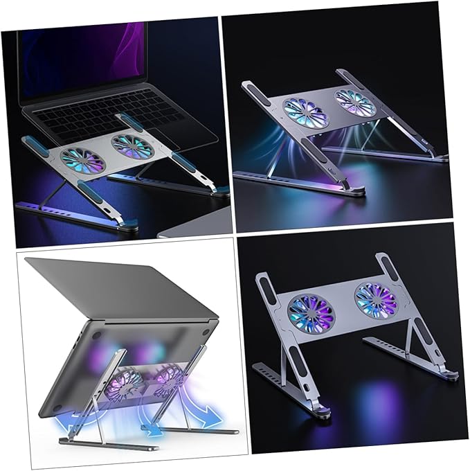 Aluminum Laptop Cooling Bracket Gear Height Adjustment Mute Fan Portable Detachable Laptop Lap Cooler