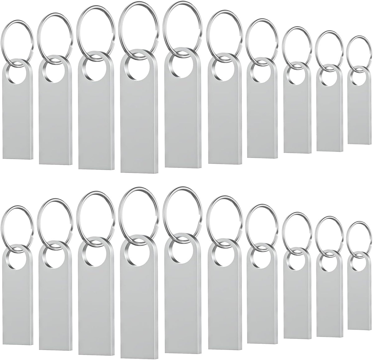 20 Pack 128MB USB Flash Drive with Keychains, Wooolken Sleek Metal USB 2.0 Thumb Drives Memory Stick for PC Laptop Computer(Sliver)