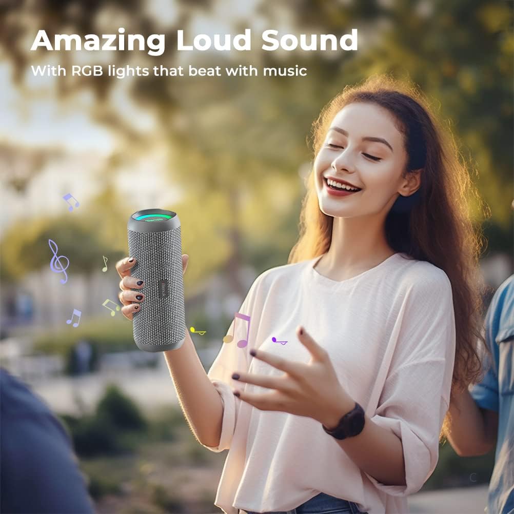 RIENOK Portable Bluetooth Speaker 30W Dual Pairing True Wireless Stereo HD Sound IPX7 Waterproof Outdoor Sport Shower Wireless Speaker Bluetooth 5.3 for Home Party