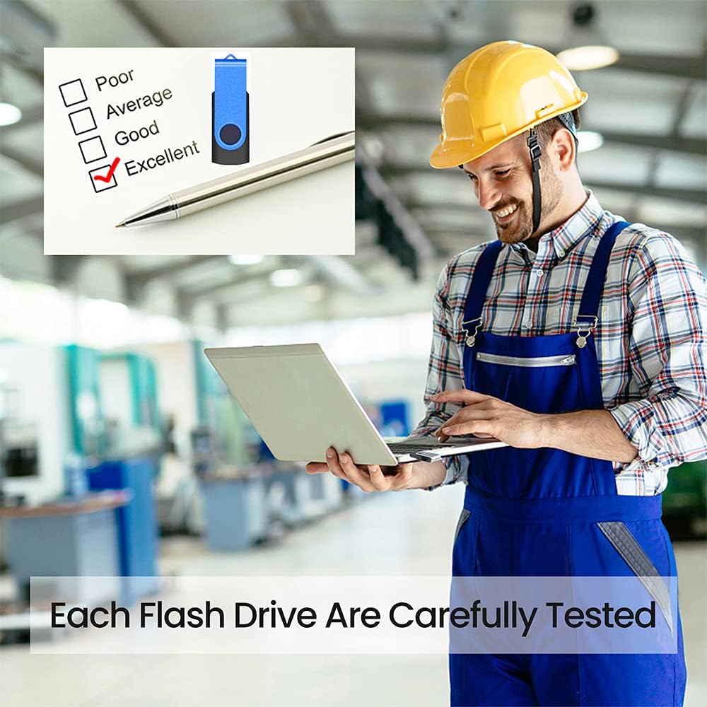 ABLAZE Flash Drives 2GB 20 Pack, USB 2.0 Thumb Drive Bulk with Lanyards Swivel Memory Stick U Disk 2GB Pendrive USB Pack (Blue)