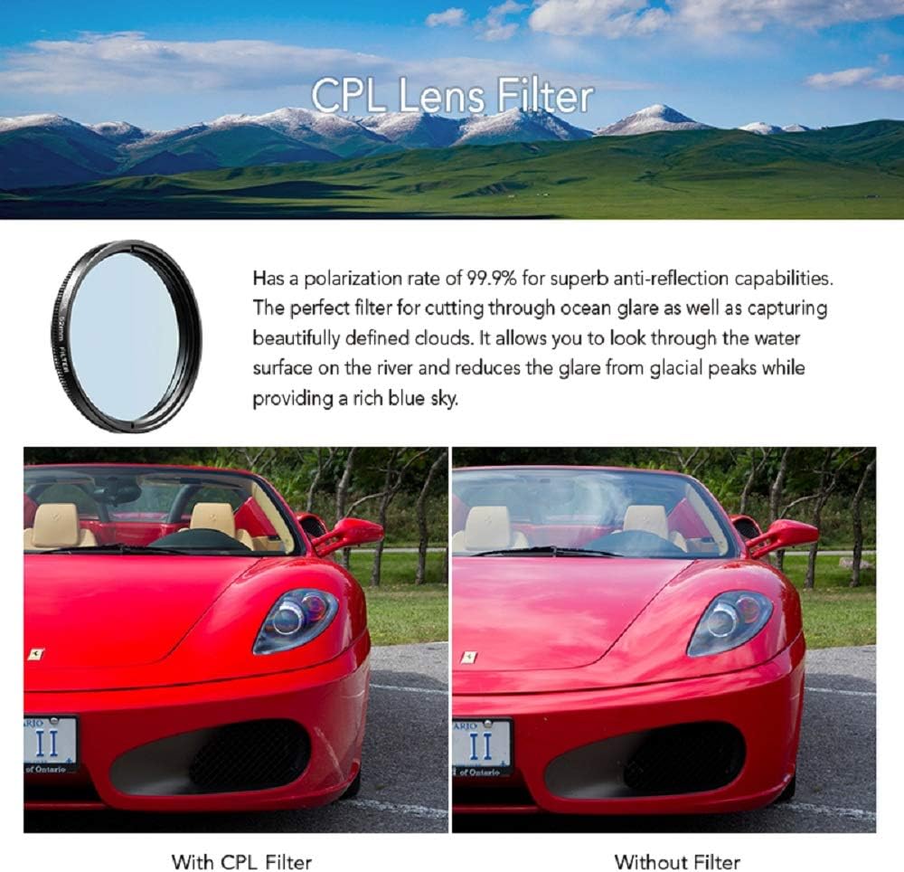 52mm Phone Camera Lens Kit Graduated Color Filter Accessory Kit - Four Color Lens, Star, CPL Filter, ND32 Filter Compatible with iPhone 15 14 Pro Max 13 12 11 & Canon Nikon Sony Cameras