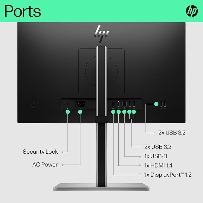HP E22 G5 22 FHD IPS Monitor with 5ms Response Time Anti Glare Flicker Free VESA Mount (100 x 100mm) Displayport HDMI &amp Dockztorm USB Port Expander Black/Silver (6N4E8AA#ABA)