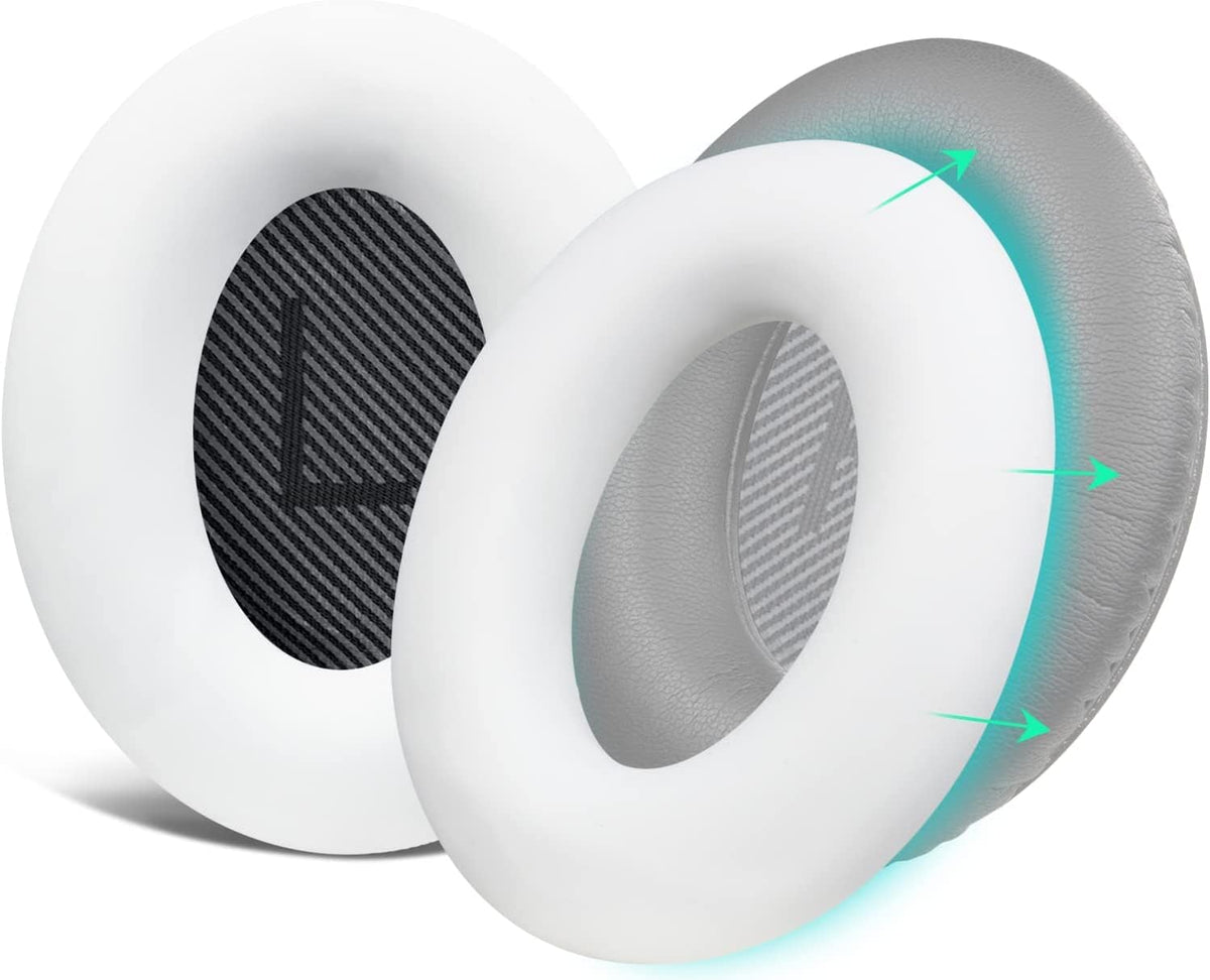 SOULWIT Silicone Ear Pads Cover Protector for Bose QuietComfort QC15 QC25 QC2 QC35 QC45/Ae2 Ae2i Ae2w/SoundTrue & SoundLink AE Headphones Cushions, Sweatproof, Easily Washable - White