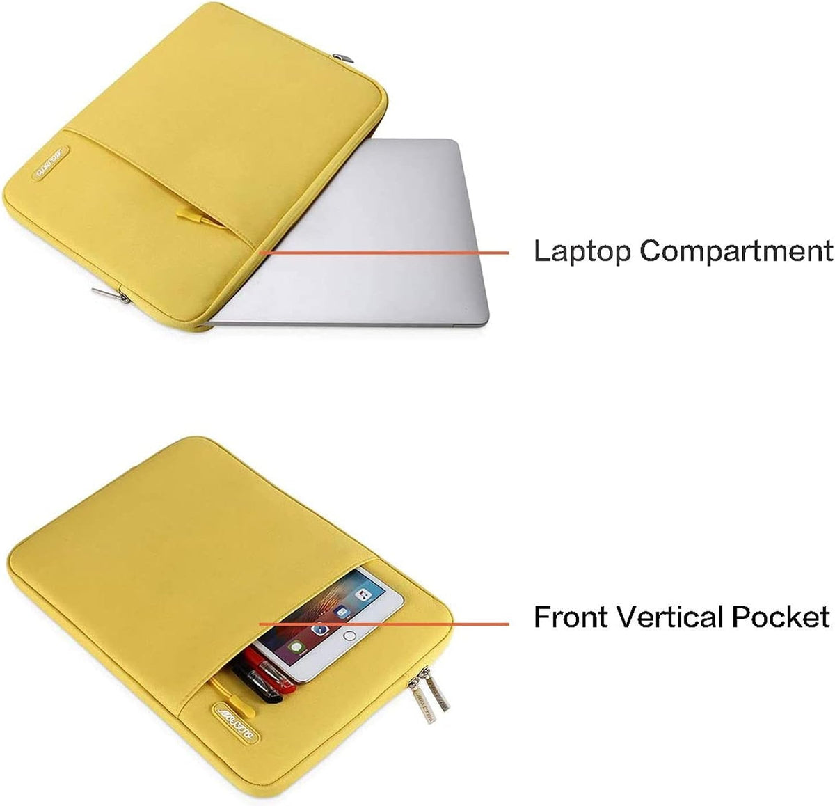 MOSISO Laptop Case 13.3 inch, 13-13.3 inch Laptop Sleeve Compatible with MacBook Air/Pro 13 / Pro 14, HP Dell ASUS Lenovo Notebook, Polyester Vertical Computer Sleeve Bag with Pocket, Yellow
