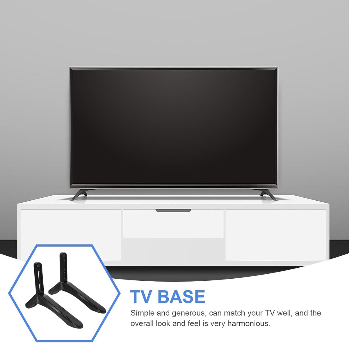 Abaodam Tv Stand Replacement Base with Screws Black Tv Holder Pedestal Feet Tabletop Support Compatible with LCD LED