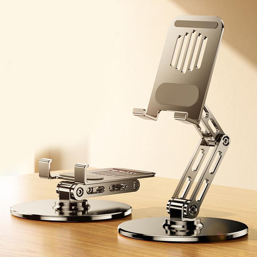 360° Rotating for iPad Stand for Desk Cell Phone Holder Adjustable Tablet Stand for Desk, Aluminum Alloy, Silver,for Ipad Tablet Kindle Stands Holder Compatible 4.7"-12.9"