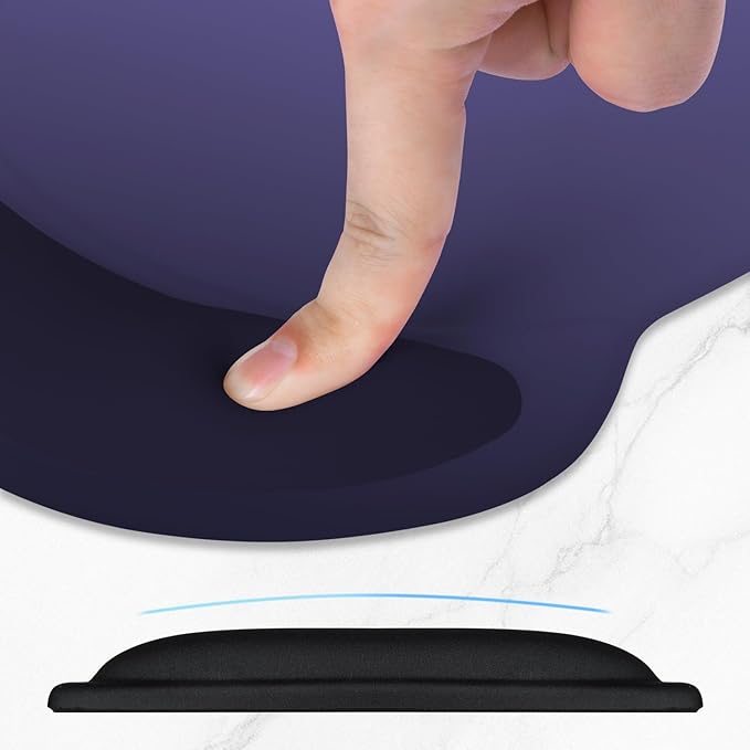 ITNRSIIET Ergonomic Mouse Pad with Comfort Gel Wrist Rest, Non-Slip PU Base, Smooth Textured Surface, Reduces Hand Fatigue & Wrist Pain, 8.7 x 7.2 Inch for Office Gaming Home, Violet Gradient